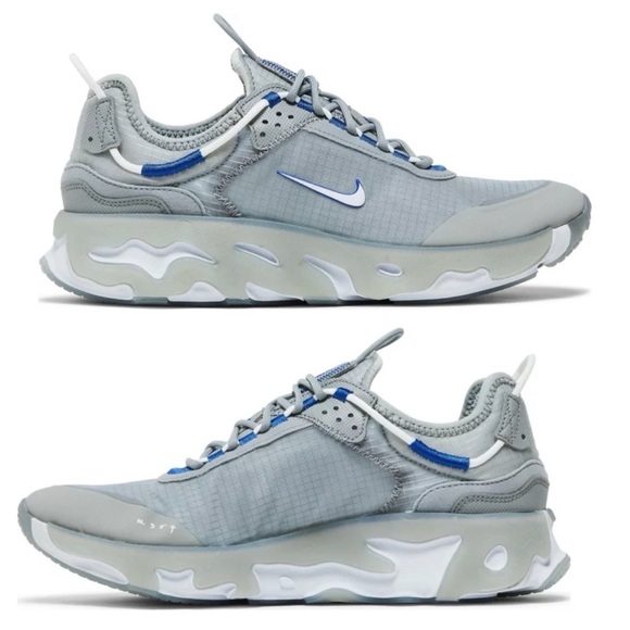 NEW Nike React Live Light Smoke Grey Hyper Royal Tennis Shoes Size 6.5 - Picture 2 of 12